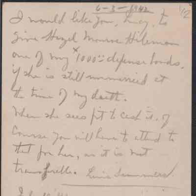 Lewis Summers, Jr. to Lucy Summers Quarrier, Jun 3, 1942