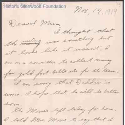 Elizabeth S. Quarrier from Alexander W. Quarrier, Nov 14, 1919