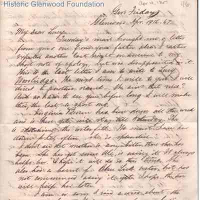 Lucy W. Summers from Lewis Summers, Apr 19, 1867