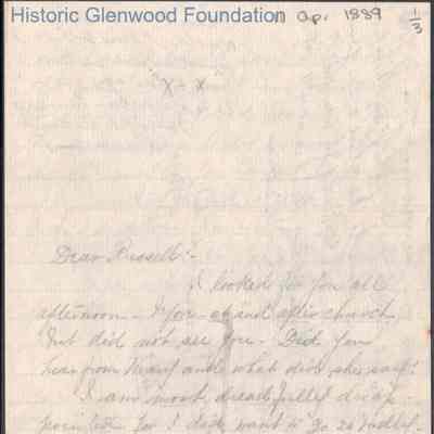 Russell G. Quarrier from Elizabeth S. Quarrier, Apr 11, 1889