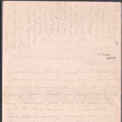Russell G. Quarrier from Elizabeth S. Quarrier, Sep 7, 1890