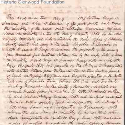 Deed for Transfer of Glenwood between Judge George Summers and Alexander W. Quarrier and James M. Laidley, 1857