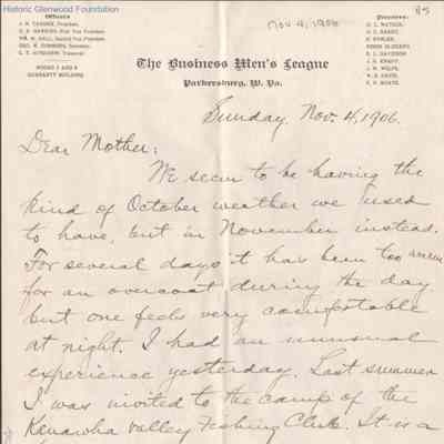 Lucy W. Summers from George W. Summers, Nov 4, 1906