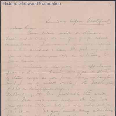 George W. Summers from Lucy W. Summers, no date