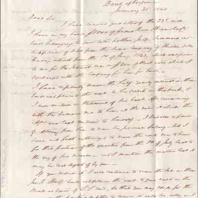Letter to Judge George Summers from unidentified author, January 25, 1844