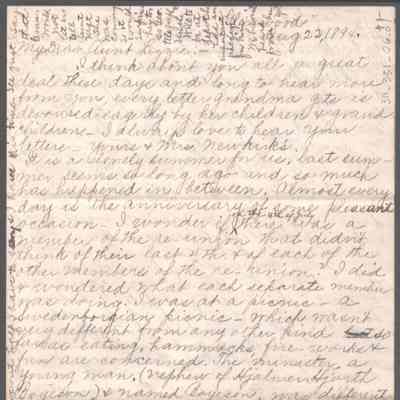 Amacetta "Amy" Summers to "Aunt Lizzie" (Elizabeth W. Wickes), Aug 22, 1894