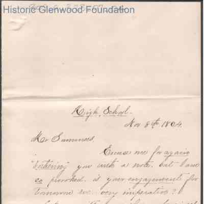 Lewis Summers from "Ella", a Marietta College classmate, Nov 8, 1864