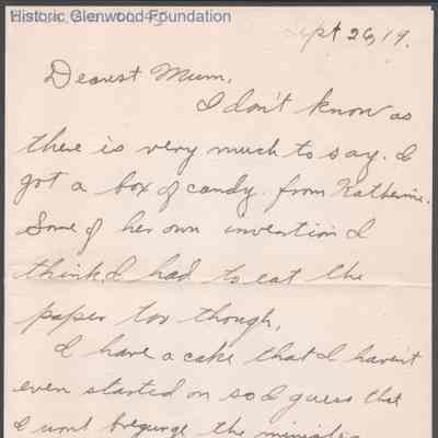 Elizabeth S. Quarrier from Alexander W. Quarrier, Sep 26, 1921