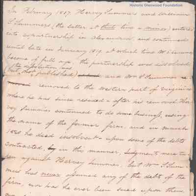 William Shaw Summers, risk of liability for former partnership