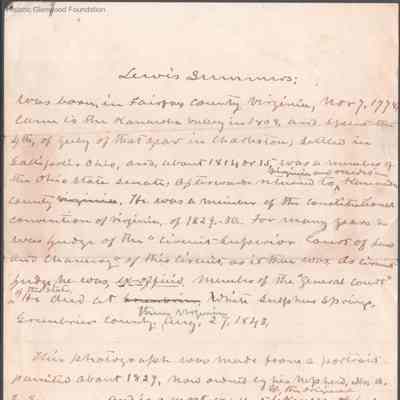 Judge Lewis Summers, brief biography by nephew Dr. A. E. Summers