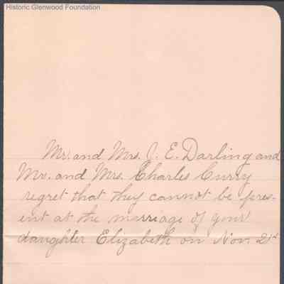 Lewis & Lucy W. Summers from Mr. & Mrs. J. E. Darling and Mr. & Mrs. Charles Curry, Nov 16, 1893