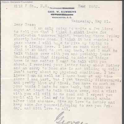 Elizabeth S. Quarrier from George W. Summers, May 21, 1930