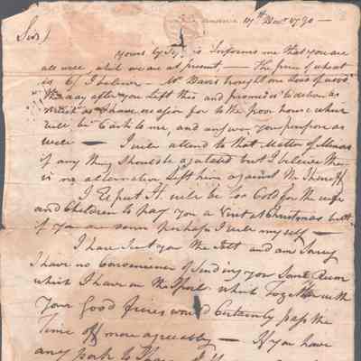 Col. George Summers from William S. Summers, Dec 17, 1790