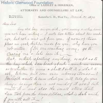 Lewis Summers from William S. Laidley, Mar 31, 1870