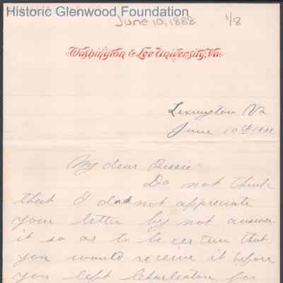 Elizabeth S. Quarrier from Russell G. Quarrier, Jun 10, 1888