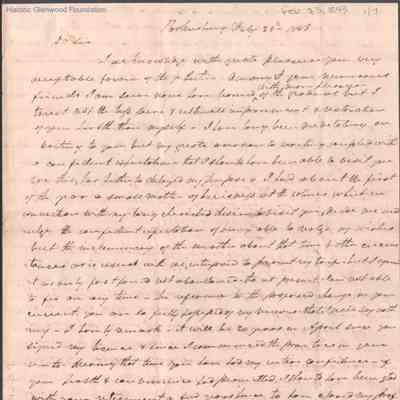 Judge Lewis Summers, 1843 letter from unknown author