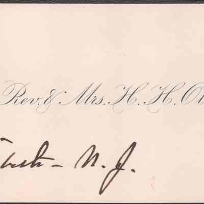 Calling card for Rev. & Mrs. H. H. Oberly, no date