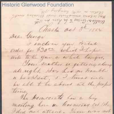 George W. Summers from Lewis Summers, Oct 3, 1884