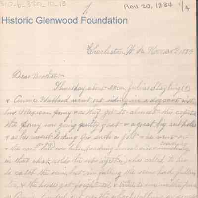 George W. Summers from Elizabeth S. Quarrier, Nov 20, 1884