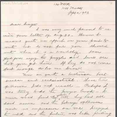 George W. Summers from John Woodbridge, Sep 4, 1907