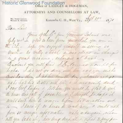 Lewis Summers from William S. Laidley, Sep 13, 1870