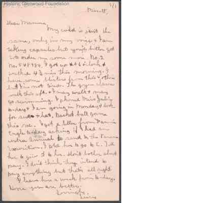 Postcard to Elizabeth S. Quarrier from Lucy S. Quarrier, Mar 18, 1915