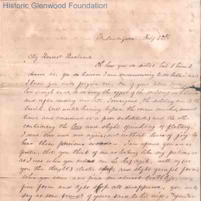 Judge George Summers from Amacetta Laidley Summers, Feb 2, 1843