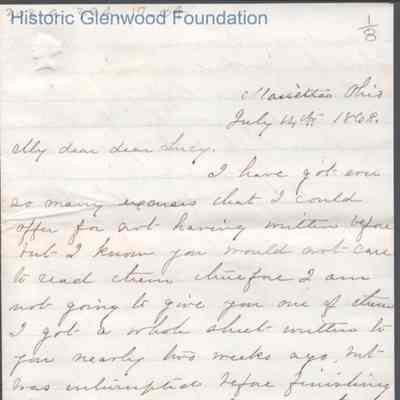 Lucy W. Summers from Frances W. Nye, Jul 14, 1868