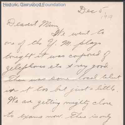 Elizabeth S. Quarrier from Alexander W. Quarrier, Dec 5, 1919