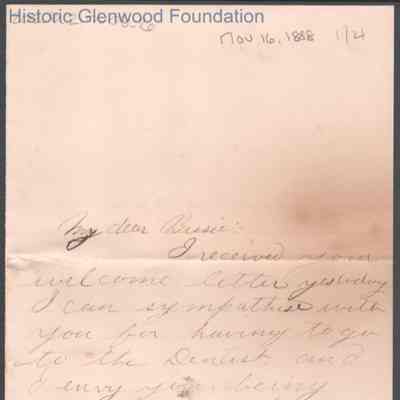 Elizabeth S. Quarrier from Russell G. Quarrier, Nov 16, 1888