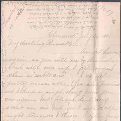 Russell G. Quarrier from Elizabeth S. Quarrier, Jul 25, 1889