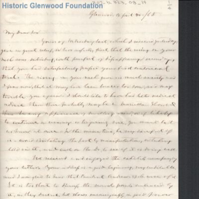 Lewis Summers from Judge George Summers, Apr 20, 1865
