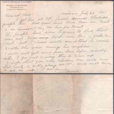 Elizabeth S. Quarrier from Russell G. Quarrier, Jul 26, 1901