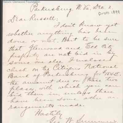 Russell G. Quarrier from George W. Summers, Dec 2, 1899