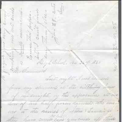 Lewis Summers from Ella, a Marietta College classmate, Nov 22, 1864
