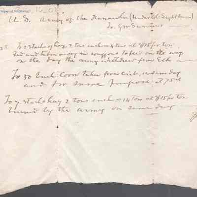 Judge George Summers invoice from U. S. Army for hay and corn, Sep 13, 1862