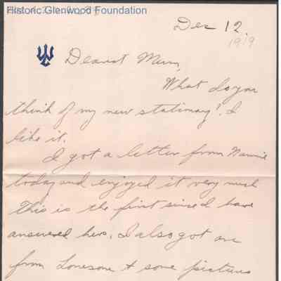 Elizabeth S. Quarrier from Alexander W. Quarrier, Dec 12, 1919