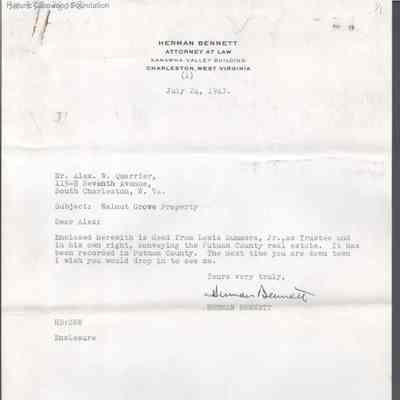Alexander W. Quarrier from Herman Bennett, Jul 24, 1943