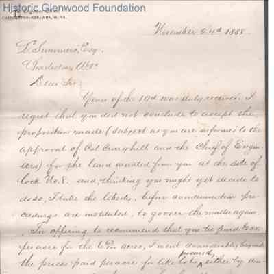 Lewis Summers from Addison M. Scott, Nov 24, 1888