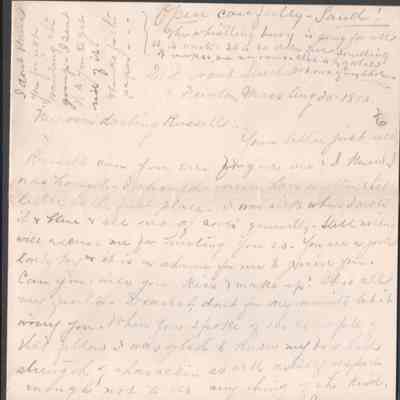 Russell G. Quarrier from Elizabeth S. Quarrier, Aug 30, 1890