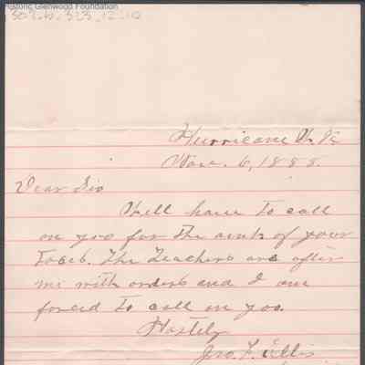 Lewis Summers from John F. Ellis, Nov 6, 1888
