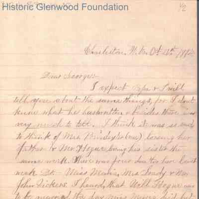 George W. Summers from Elizabeth S. Quarrier, Oct 26, 1884