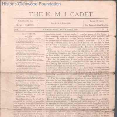 Kanawha Military Institute K.M.I. Cadet, Nov 1884