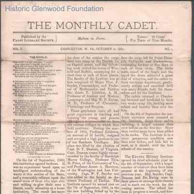 Kanawha Military Institute Monthly Cadet, Oct 12, 1882