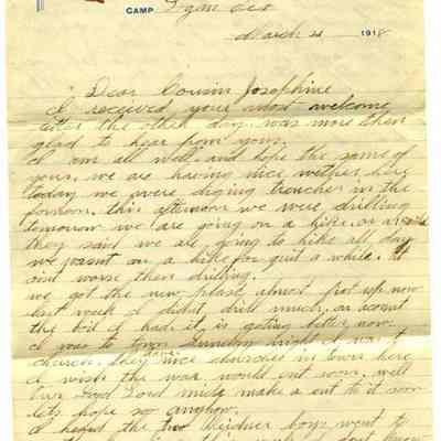 WWI Letter, March 21, 1918