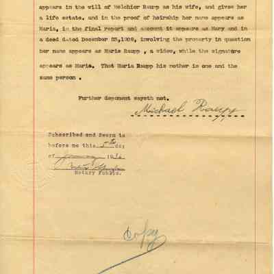 Deposition of Mike Raupp re Marie Raupp 01/05/1936