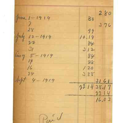Firnbach and Raupp Receipt 1919