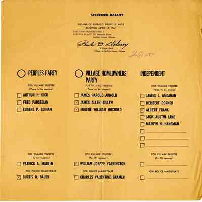 Specimen Ballot, 1961