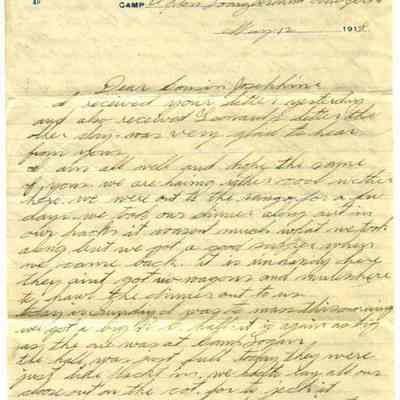WWI Letter, May 12, 1918