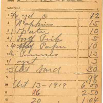 Receipt, 1919